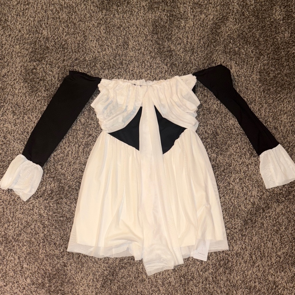 Off-Shoulder Black and White Dress